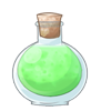 Green potion in a bottle.