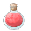 Red potion in a bottle.